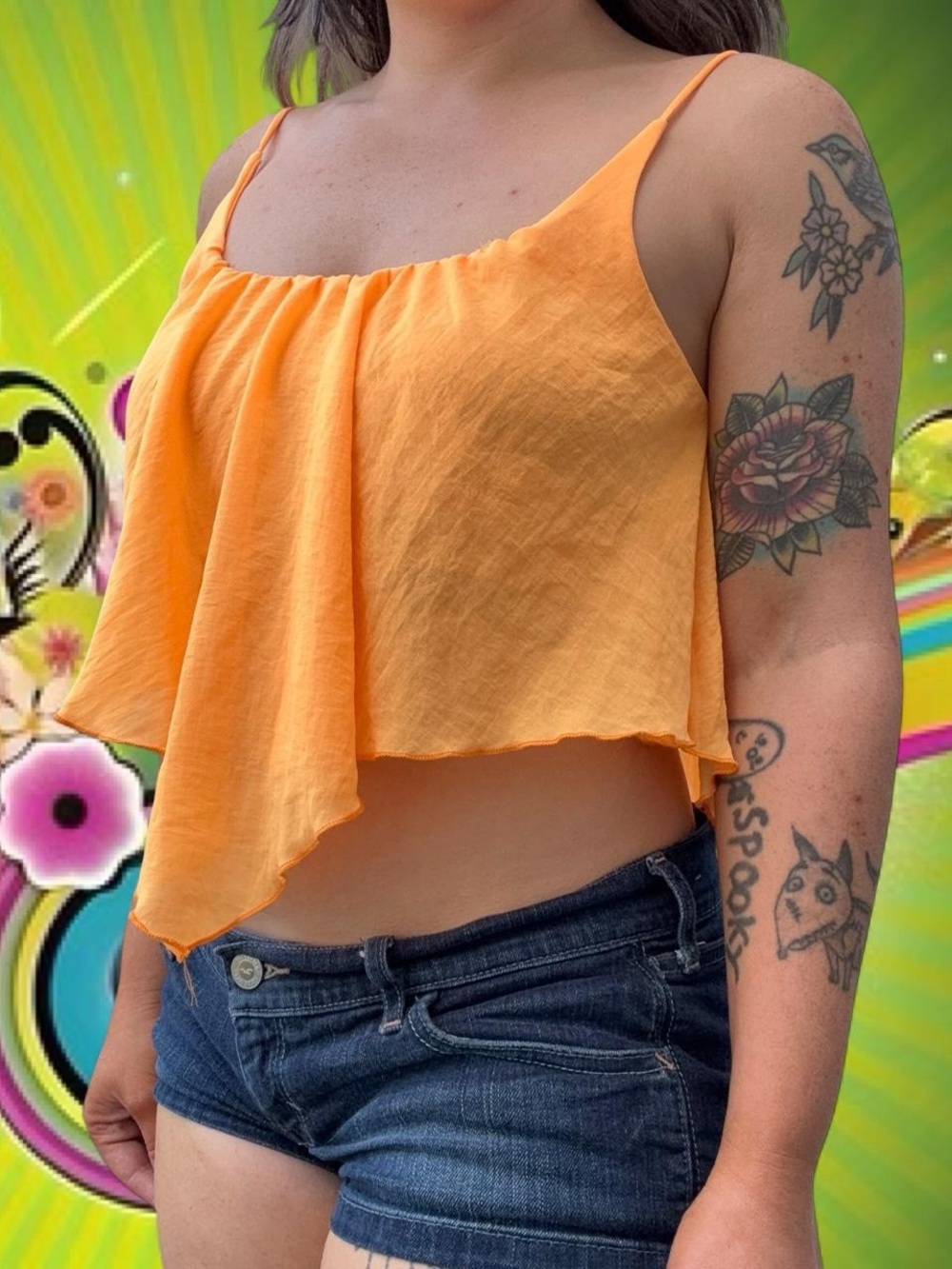 vtg y2k cropped fairy cami - tyche usa, sz sm, can fit md